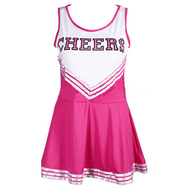 Pige Cheerleader Uniform Kostume High School Pompomer Cosplay Fancy Festkjole Karneval Halloween Pink M-Cheerleader