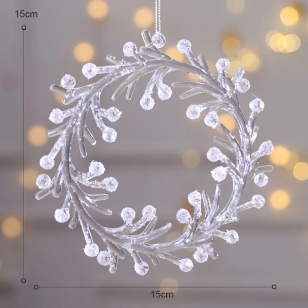 15 cm Jul Snöflinga Julgransdekorationer Noel Kristall Ren Krans Hängande Ornament God Jul Dekor För Hemmet 2023 D