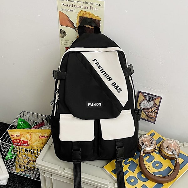 Ny Vandtæt Nylon Dame Rygsæk Kvinde Rejsetaske Rygsække Skoletaske til Teenagepiger Ensfarvet Bogtaske Mochila Bogtaske Black