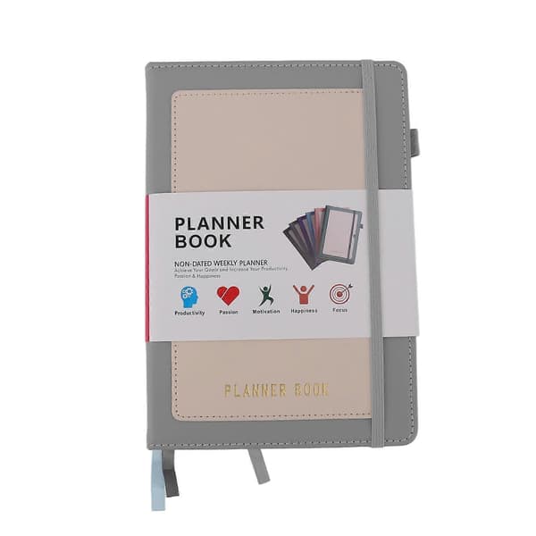 Journal Notebook A5 College Ruled Journals Notebook PU Læder Planner Journal Notesblok til Dagbog Business Grå