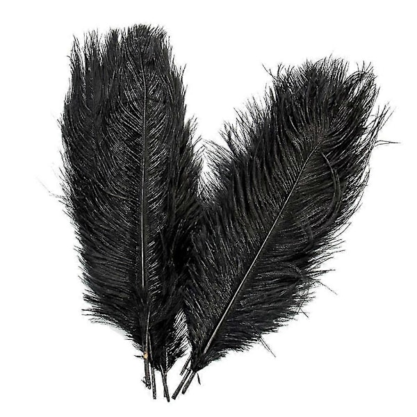 10 stk. Strudsefjer Plume Centerpiece Bryllupsfest Borddekoration 30-35cm Sort