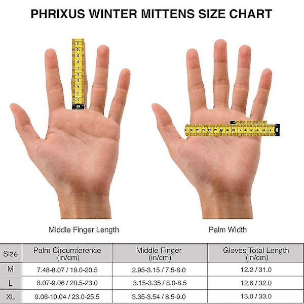 Skihandsker til mænd og kvinder, vinter snehandsker, touch screen handsker, vandtætte S-2xl XL