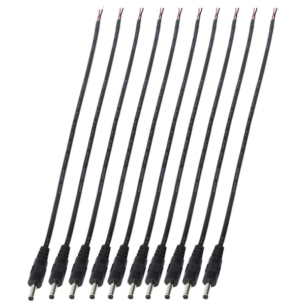 10-pack 3,5 mm x 1,35 mm DC Ström Hane Kontakt till Kabel Öppen Ände Pigtail Strömkabel Sladd 3,5X1,35 mm för