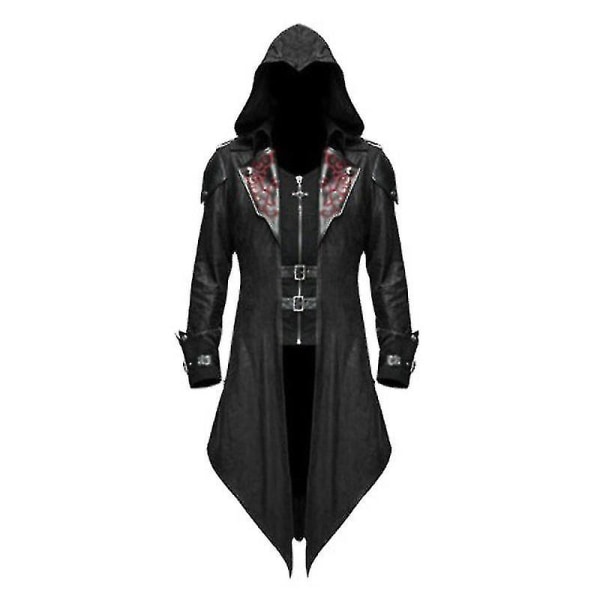 2023 New Medieval Assassin Game Assassins Creed Cosplay kostym Edward Streetwear Huvjacka Ytterkläder Halloween festkläder Black XXL