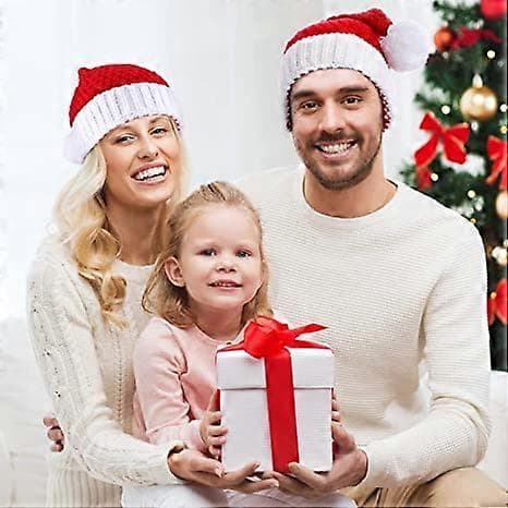 3 Stycken Röd Vit Stickad Tomteluva Tomteluva Jul Stickad Mössa för Vinter