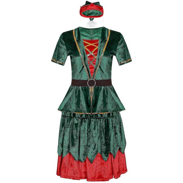 Kvinder Mænd Jul Julemandskostume Xmas Green Elf Cosplay Kostumer Suit Til Voksne Women-Green L