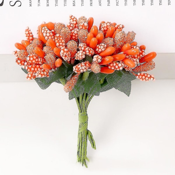 12/36/72/144 kpl Heteitä Käsityöhön Tekokukat Häät Juhlakoriste DIY Scrapbooking Seppele Askartelu Tekokukat Orange 12 pcs