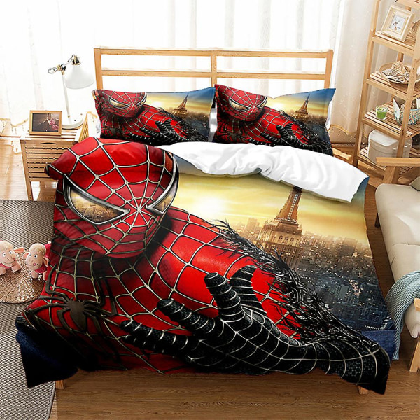 Spider-man 3D-tulostettu vuodevaatesetti pussilakanalla, peitolla, tyynyliinalla, lasten lahja, väri 6 AU KING 220x240cm