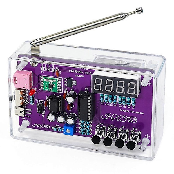 Ny -017B DIY FM Radio Elektronisk Kit Justerbar Frekvens 87-108MHz Digital Display DIY Lodding P