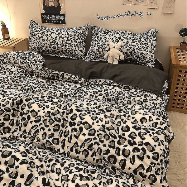 4-delt Sæt Mode Leopard Print Sengetøjssæt (1 lagen + 1 dynebetræk + 2 pudebetræk) 1.5m 4-piece set(150*200cm)
