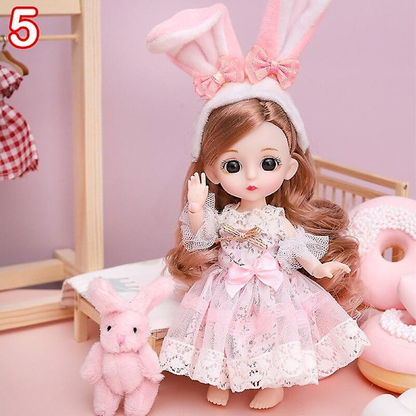 16 cm Mini Modeleksak Docka Med Kläder Miniatyr Barndocka Flicka Baby Söt Utklädnad 5