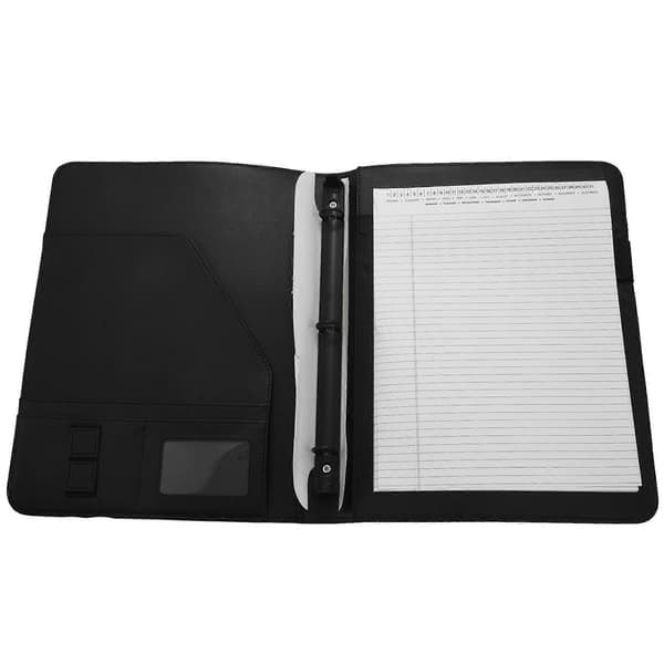 A4 Læder 3 Ring Portfolio Binder Business Binder Padfolio med Notesblok til Interview & Forretning