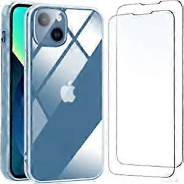 4 kappaleen pakkaus erittäin läpinäkyviä pehmeitä TPU-geelikuoria iPhone 13:lle (6,1\") ja 2 karkaistua lasista näytönsuojaa iPhone 13:lle (6,1\")