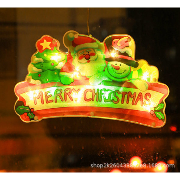 LED juldekoration sugkopp ljus skyltfönster hängande ljus trumpet gubbe klocka snögubbe atmosfär ljus Merry Christmas