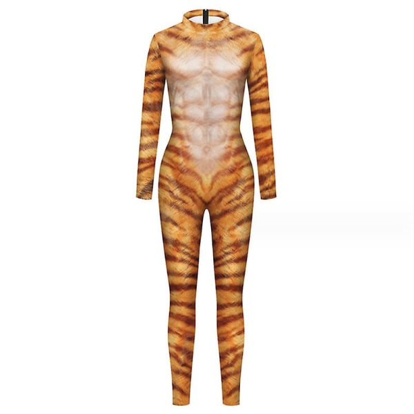 Halloween Cosplay -asu Hauska Body-puku Naisten Miesten Spandex Zentai -puku kokovartaloinen eläimen kallo printed Halloween-rekvisiitta style 4 L