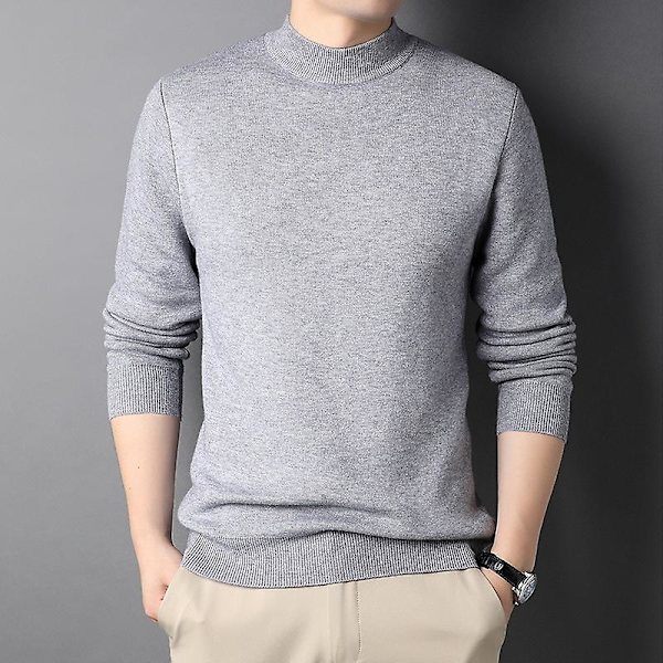 Herr Cashmere Tröja Kofta Halv Polokrage Ungdom Slim Fit Bas Stickad Herr