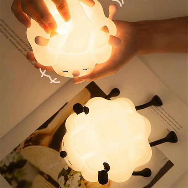 LED Sød Får Natlampe USB Silikone Natlampe Genopladelig Touch Sensor Natlampe Fårelampe