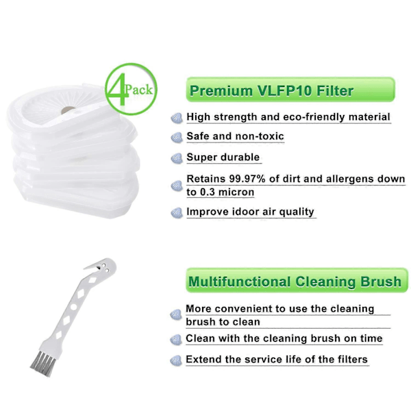 4-pak Hepa efterfilter erstatning til Black Decker Dustbuster håndstøvsuger VLPF10 HLVA320J