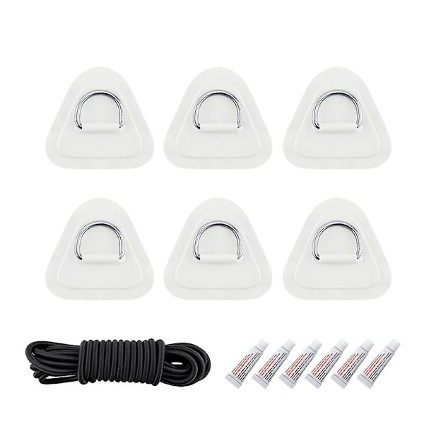 1 Sett D-Ring Pad PVC Patch Båtdekk Rigging 2.5m Elastisk Strikk Tau Kit For Stand Up Paddle Board Sup Dekk Tilbehør Hvit