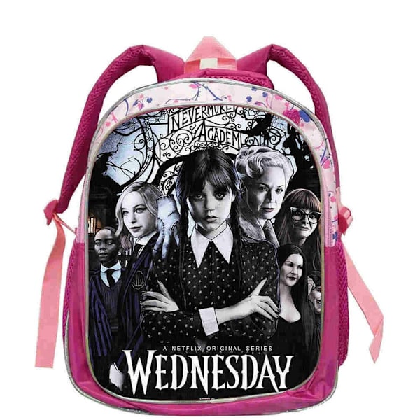 Wednesday Adams ja Enid -painettu reppu goottilaistyylinen olkalaukku Army Green