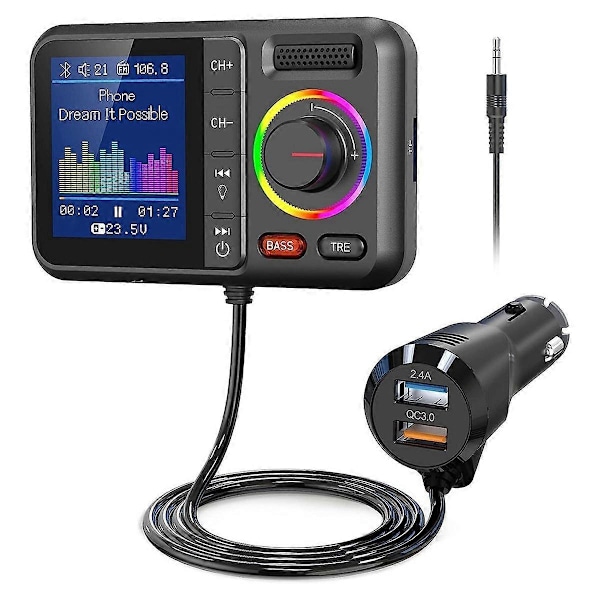 BT98L LED Display Bluetooth 5.0 Transmitter Adapter 3.5MM AUX MP3 Afspiller HIFI Lydadapter til PC