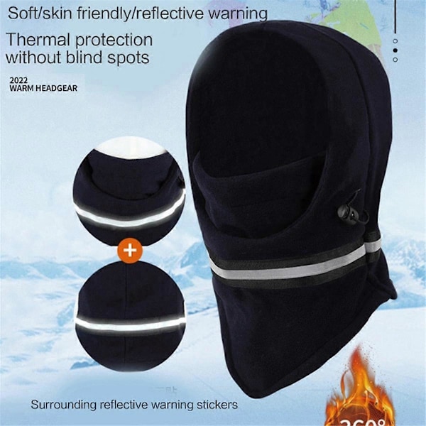 Cyklingmask, Säkerhetsreflexhatt för nattcykling, Justerbar huva för utomhussporter, Marinblå