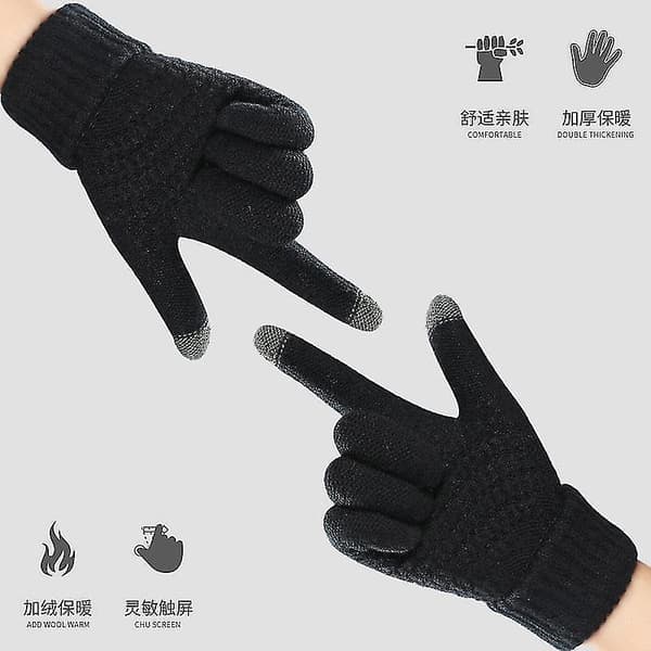 Vinter Touch Screen Hansker Hansker For Menn Kvinner Full Finger Imitasjon Ull Varm Style3