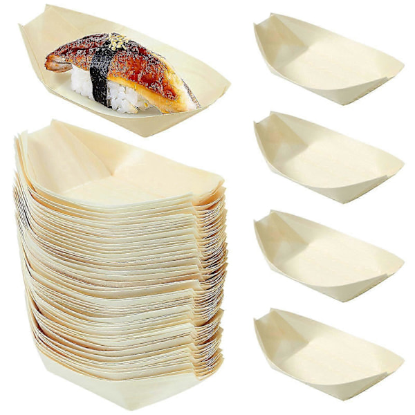 100 stk. Engangs Sushi Båd Tallerkener Naturlige Træ Sushi Bakke Fade til Hjem Restaurant