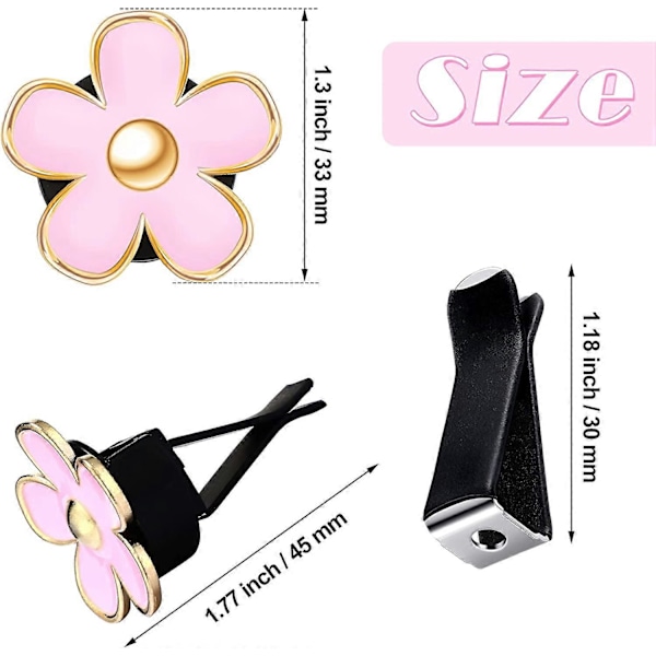 6 kpl Daisy Kukka Ilmastointiaukon Klipsi Ilmastointilaitteen Ulostulon Klipsi Auton Ilmanraikastin Klipsi Koriste Auton Sisustus (3 cm, 3.3 cm)