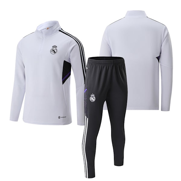 23 ny Real Madrid fotbollsträningströja långärmad vuxen ståkrage halvt blixtlås kostym höst- och vintertröja Real Madrid 4XL [height: 185-190cm]]