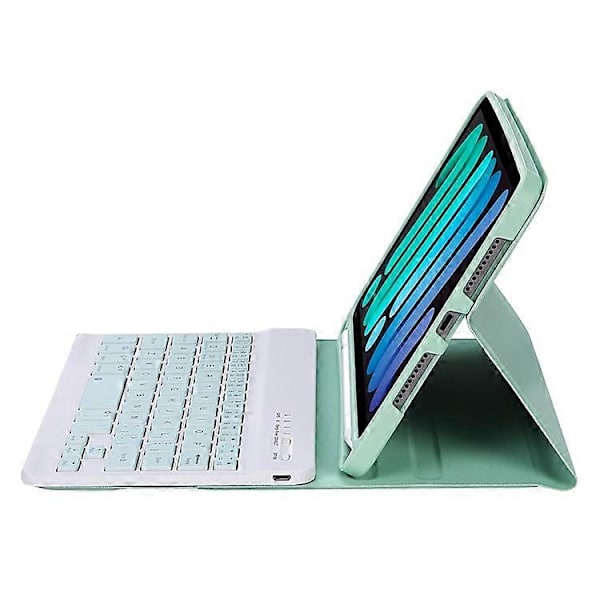 C06B Yhteensopiva iPad mini 6 (2021) Naarmuuntumaton Suojakotelo Bluetooth-näppäimistöllä Iskunkestävä Jalusta Nahkakansi Pe:llä LightGreen
