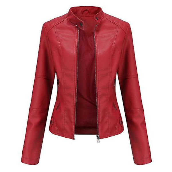 Skinnjacka för damer, avslappnad modell med dragkedja, finns i 6 färger red XXXL