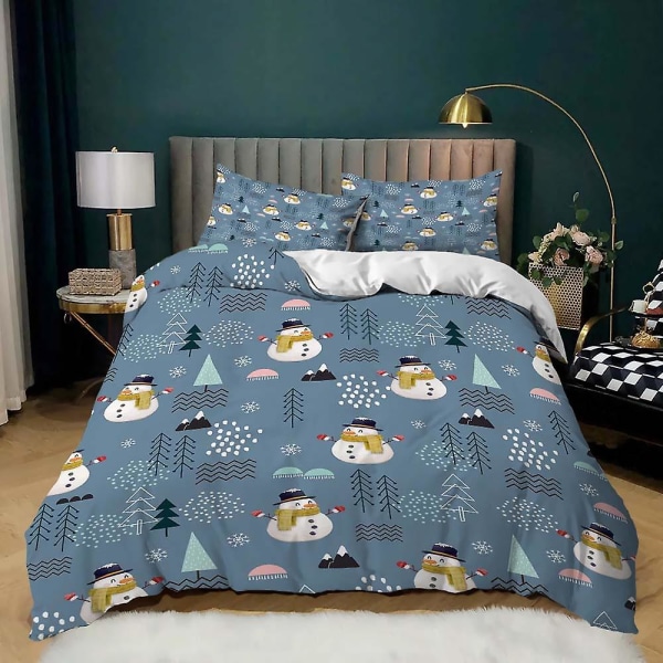 Jul Elg Julenissen 3D-Printet Sengetøysett Dynetrekk Dynetrekk Putetrekk Barnegave Farge 5 AU DOUBLE 180x210cm