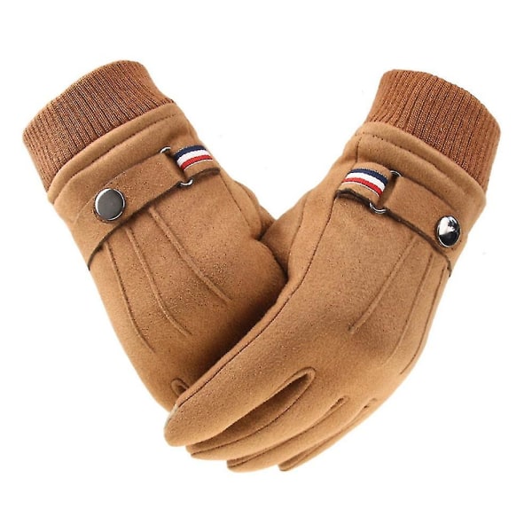 Herr Vinterhandskar Pekskärmshandskar Mocka Varma Delade Fingerhandskar Utomhus Style2