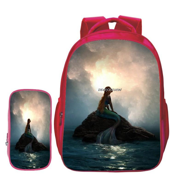 Den lilla sjöjungfrun skolväska flickor barn skolväska Disney Princess Red