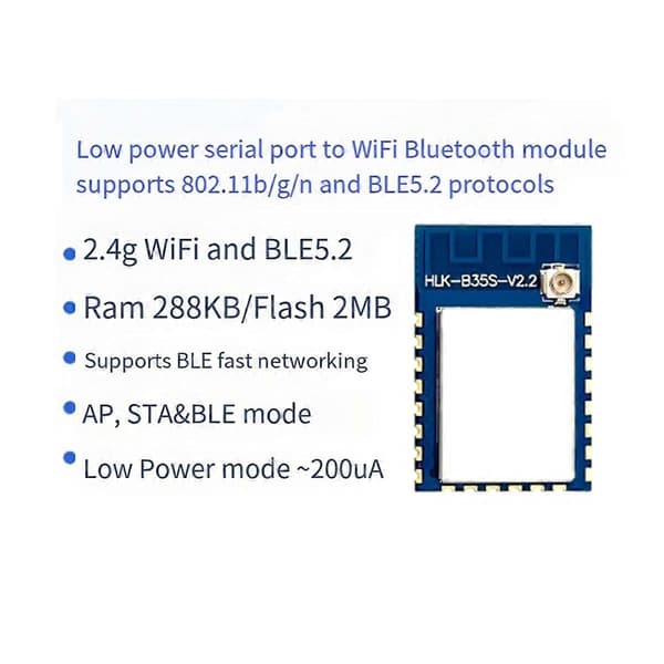 Modul Test Kit Seriell til WiFi+BLE5.2 Bluetooth Modul B35S Dobbelmodus Trådløs Overføring Lav Effekt
