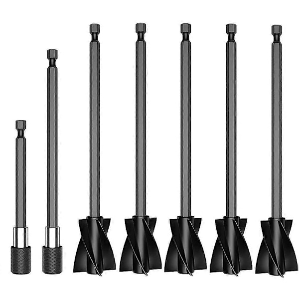 5 stk. Resin Mixer Paddles med 2 forlængerstænger, Epoxy Mixer Tilbehør til kraftig blanding, Genanvendelig