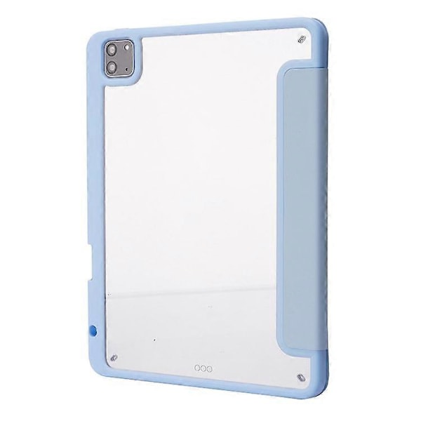 Kompatibel for iPad Pro 12.9-tommer (2021)/(2020)/(2018) Nettbrettveske Auto Wake/Sleep Origami Stativ PU-Lær + Akryl Deksel Azure