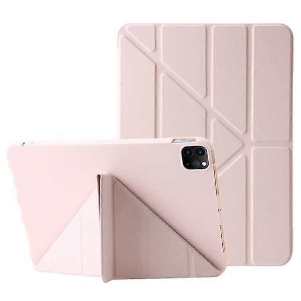 Kompatibel med iPad Pro 13 (2024) Deksel Origami Stativ Auto Sleep / Wake PU Lær+Silikon Nettbrettdeksel Pink