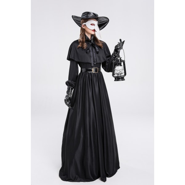 Halloween Kostyme Ravn Lege Kostyme Pestelege Kostyme Cosplay Hatt + Maske + Klær + Belte + Hansker XL