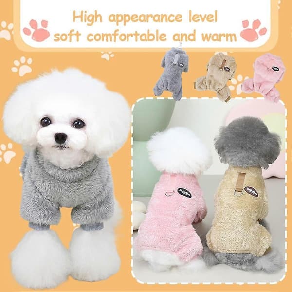 Höst Vinter Hundkläder Tjocka Varma Vindtäta Bekväma Semesterkläder M grey