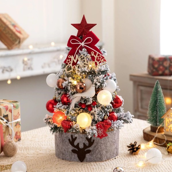 60cm DIY Juletre God Jul Dekorasjoner Til Hjemmet 2023 Julepynt Xmas Navidad Gaver Julenissen Nyttårstre red 60CM
