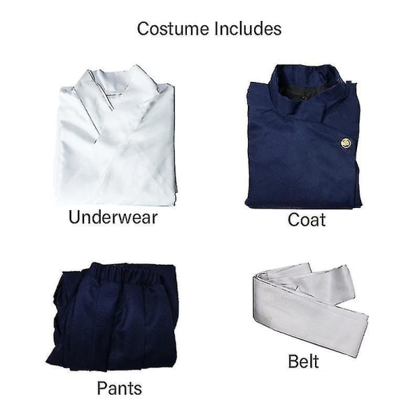 Anime Jujutsu Kaisen Kamo Noritoshi Cosplay Kostume Blå Frakke Kimono Uniform Outfit Herre Halloween Karneval Festdragt Med Paryk Costume Wig S