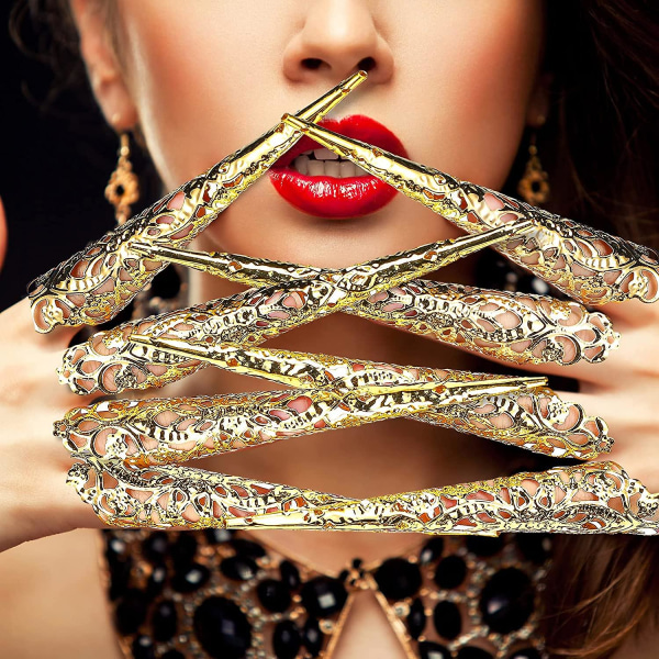 20 förpackningar Halloween Finger Nail Claw Ringar Ancient Queen Fingernagel Klo Metall Finger Knoge Claw Gold
