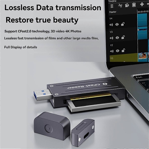 JEYI CFast2.0 Kamerakortläsare USB3.2 Mobiltelefon Dator Dubbelanvändning för Canon DSLR Kamera Minneskort