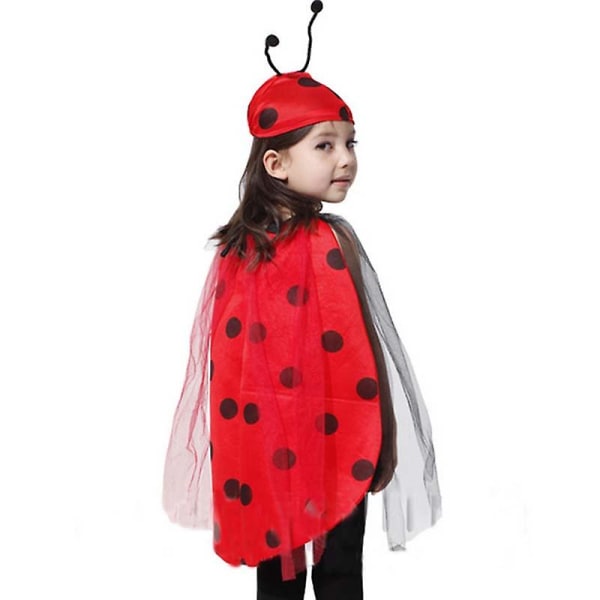 Barn Jenter Rød Ladybug Ladybird Kappe Antenne Hat Klær Fest For Barn Cosplay Halloween kostyme L