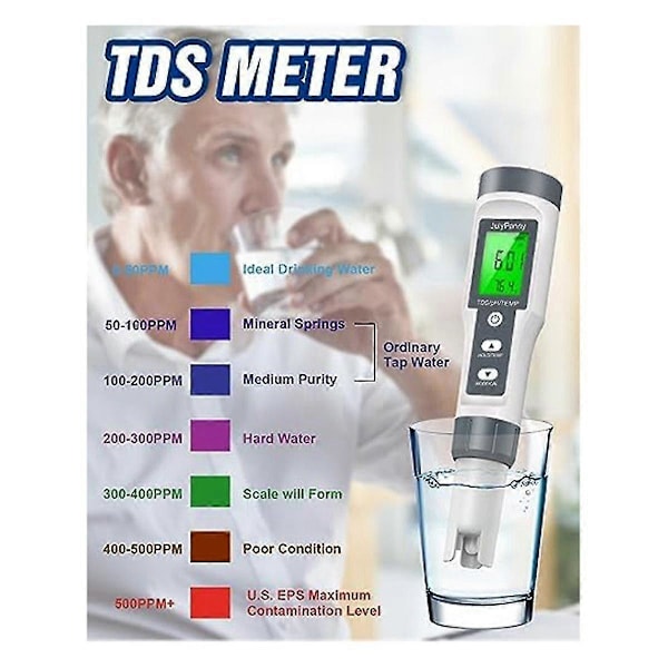 Tds/ph/temperatur Ph Vattenmätare, 0.01 Hög Precision Vattenkvalitet Digital Ph-testare Med Atc, Ph Tdsvatten Testare