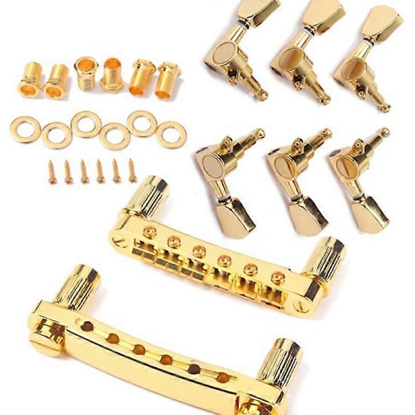 Ett Set Guld Strängsadel Tune-O-Matic Stall & Stränghållare För Gb Lp Stil Elgitarr