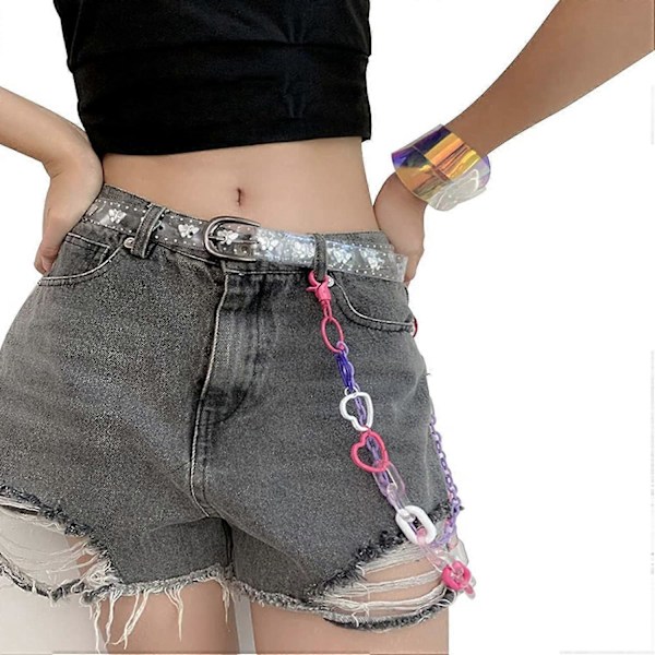 Punk Hjerte Hiphop Vedhæng Søde Piger Bukser Kæde Ring Kvinder Til Nøgle Nøglering Jeans Kæder Tilbehør Akryl Kpop Tilbehør