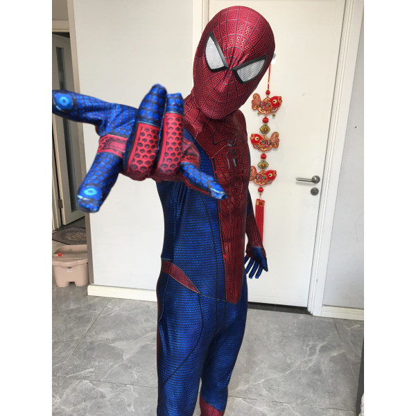 Aikuisten lapsille / mittatilaustyönä valmistettu 2022 uusin hämmästyttävä hämähäkki-cosplay-puku Halloween-supersankaripuku Red XXLKids  Size